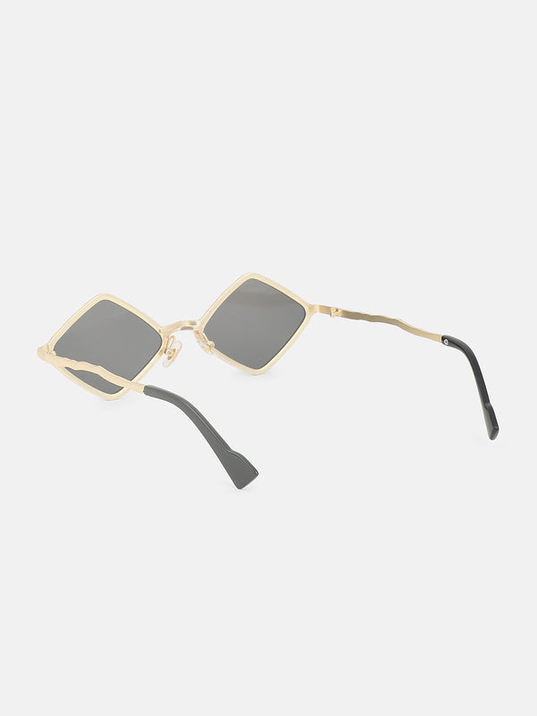 The Edge Rectangular Sunglass-Black Gold