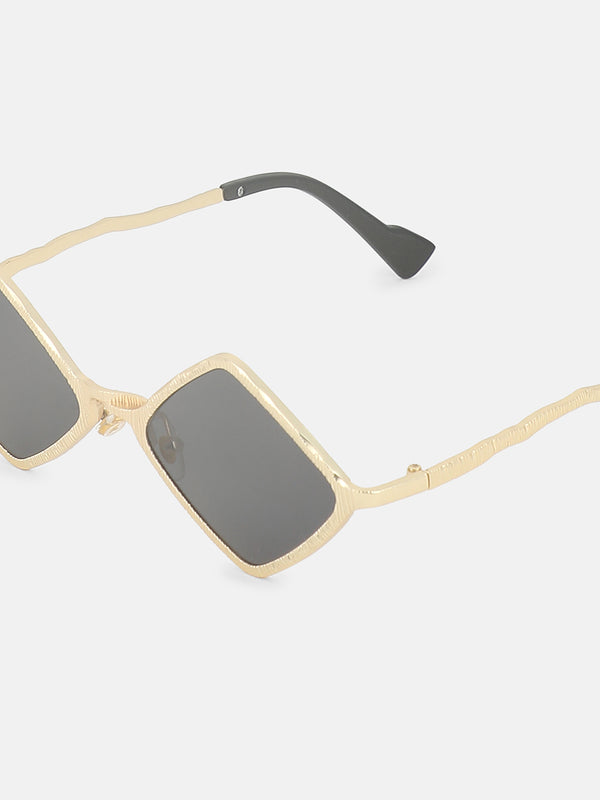 The Edge Rectangular Sunglass-Black Gold