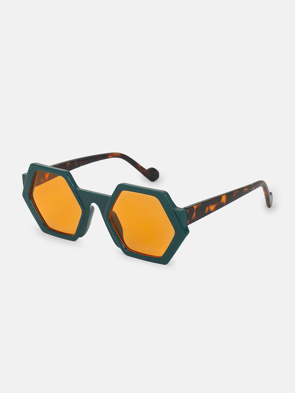 The Prism Geometric Sunglass - Emerald Orange