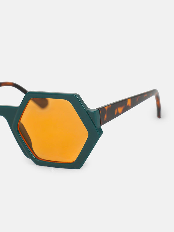 The Prism Geometric Sunglass - Emerald Orange
