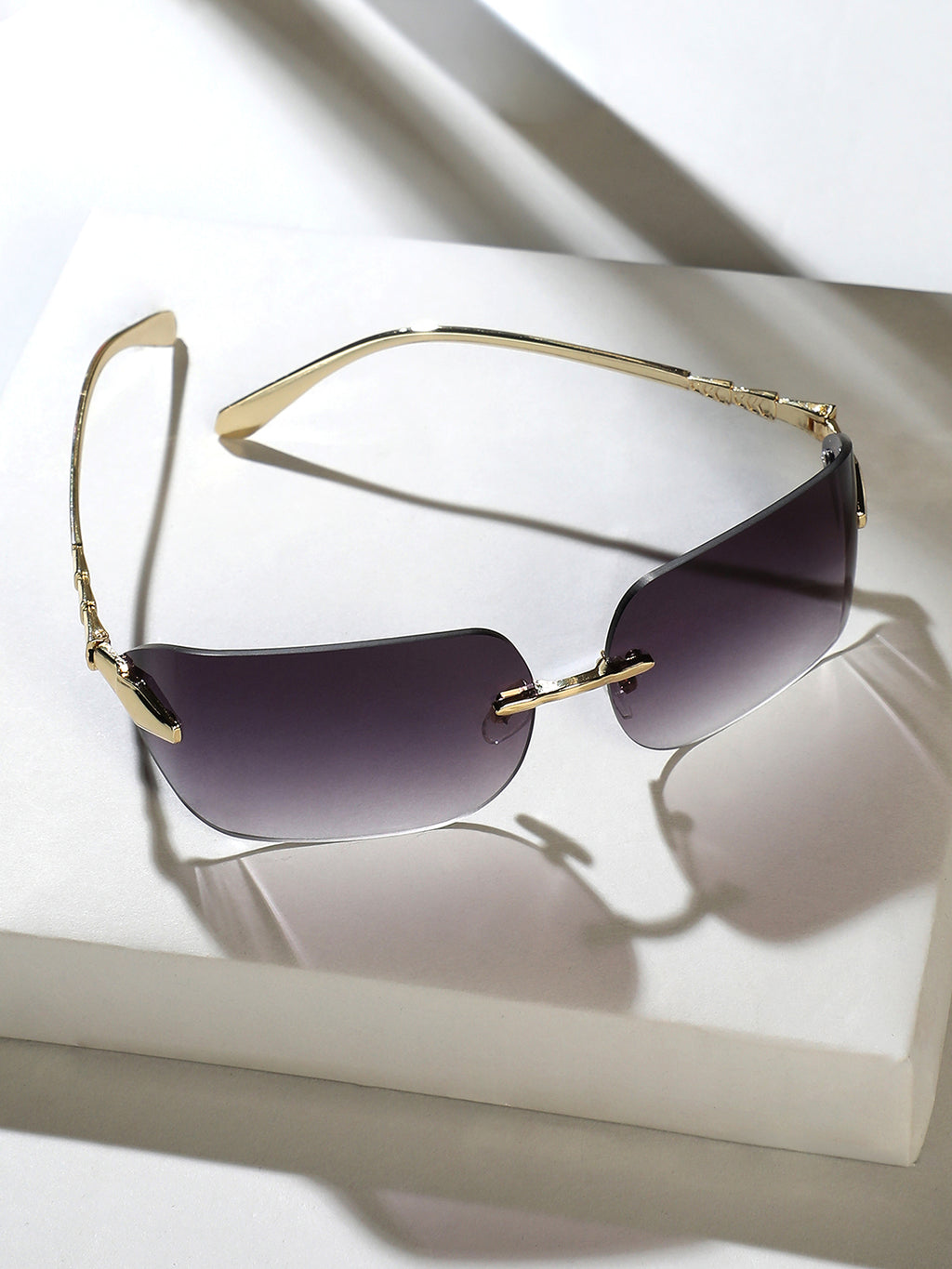 The Edge Rectangular Sunglass - Gold Violet