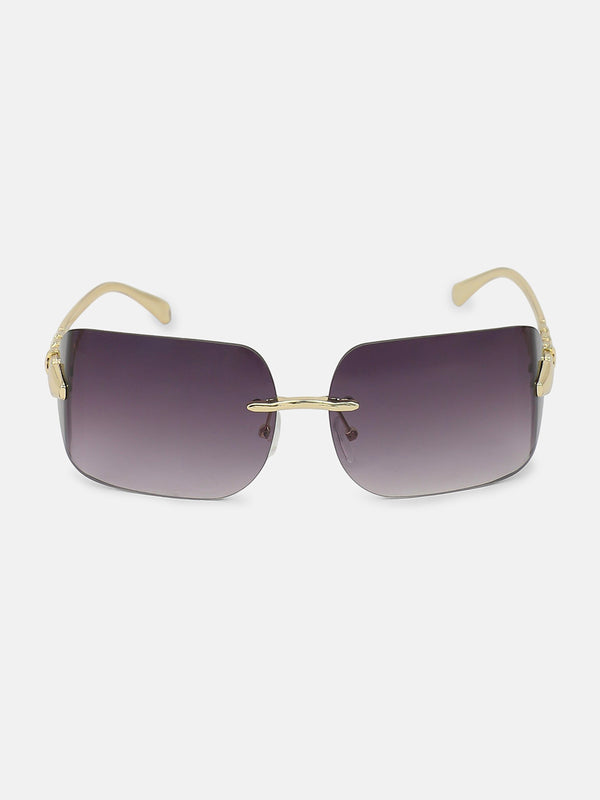 The Edge Rectangular Sunglass - Gold Violet
