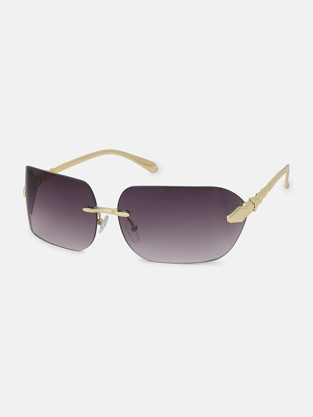 The Edge Rectangular Sunglass - Gold Violet