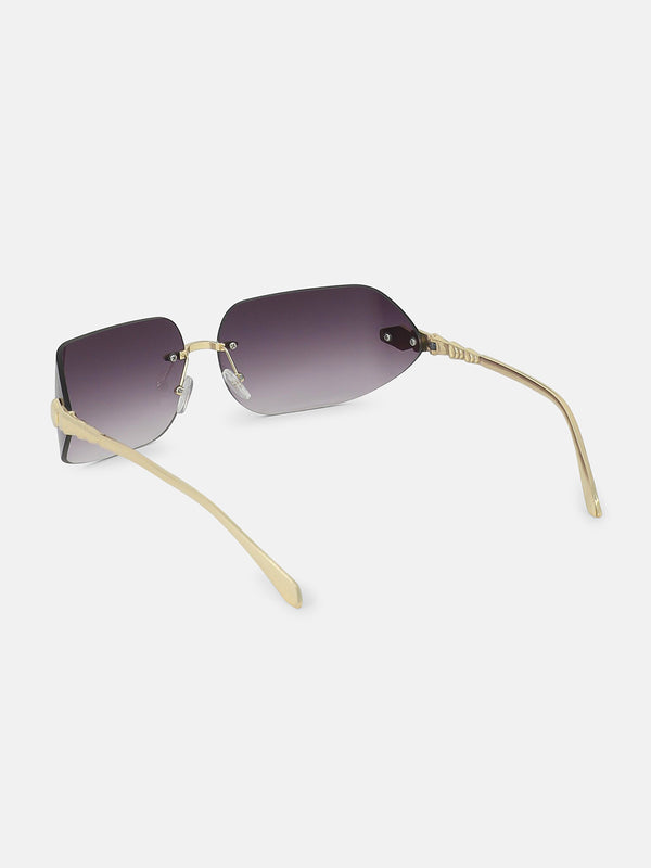 The Edge Rectangular Sunglass - Gold Violet