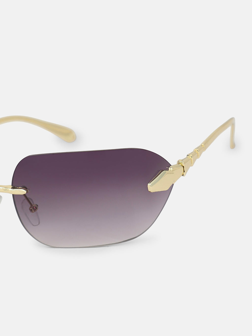 The Edge Rectangular Sunglass - Gold Violet