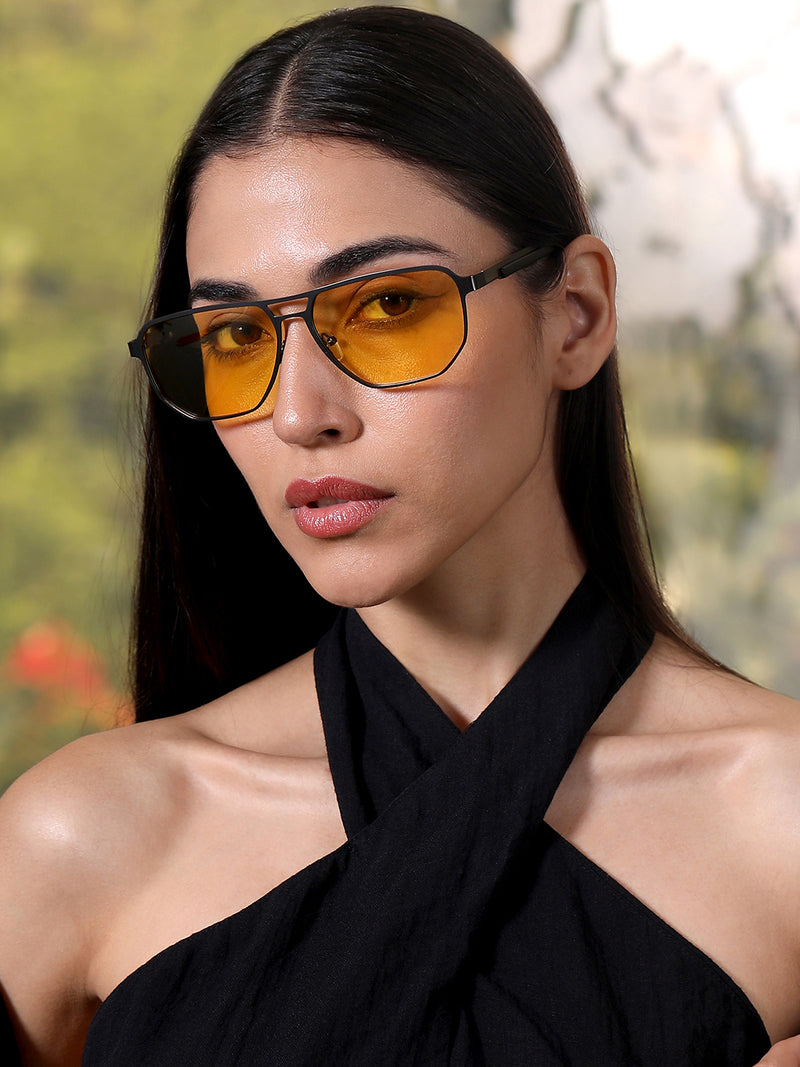 The Bold Square Sunglass - Amber Yellow