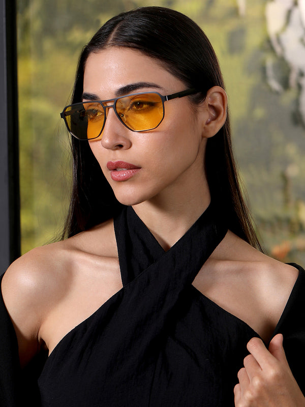 The Bold Square Sunglass - Amber Yellow