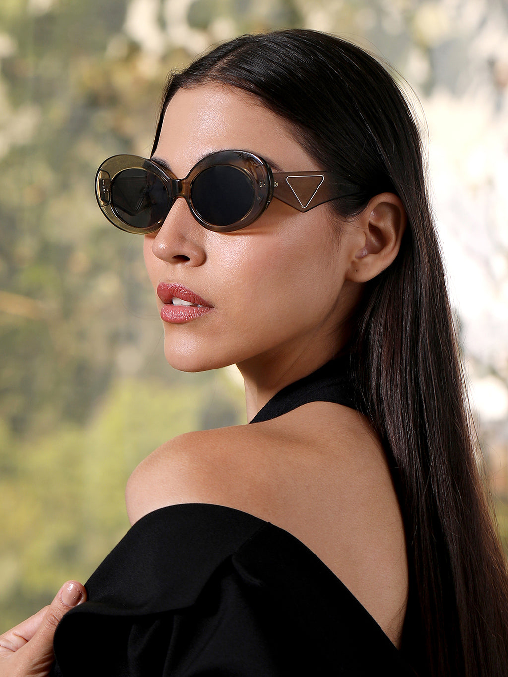 The Retro Oval Sunglass - Mocha Brown