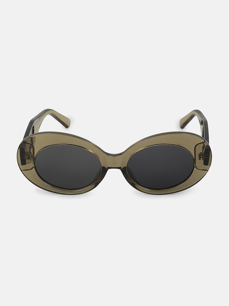 The Retro Oval Sunglass - Mocha Brown