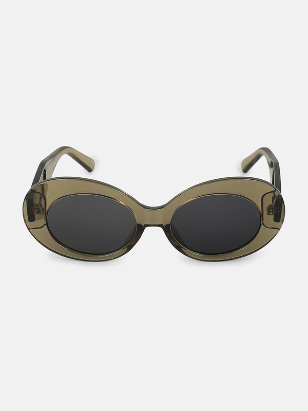The Retro Oval Sunglass - Mocha Brown