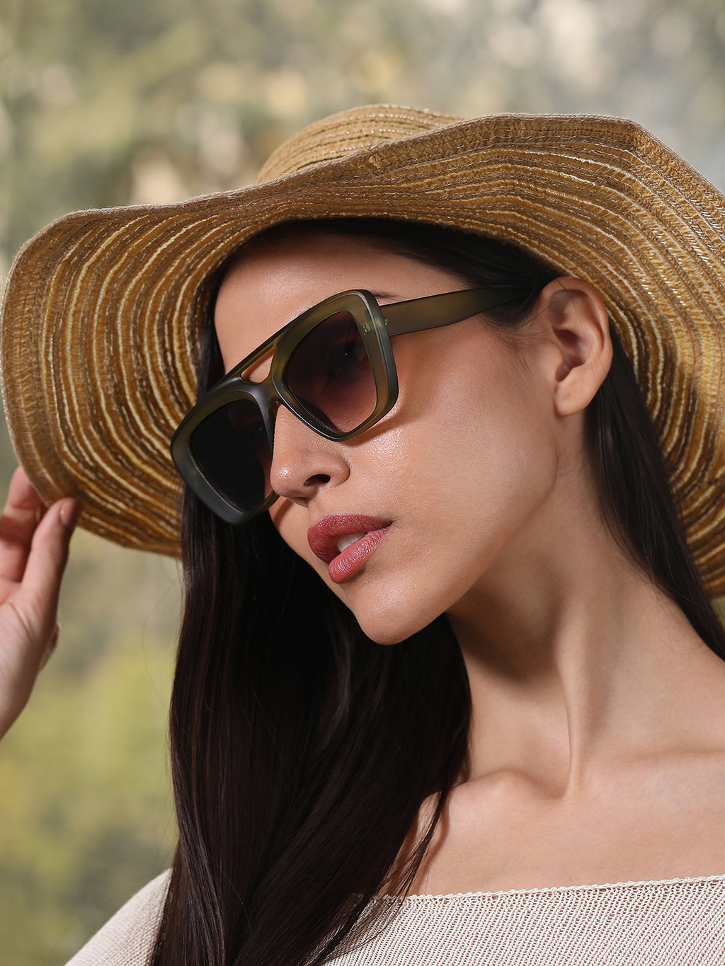 The Diva Cat Eye Sunglass - Olive Pink