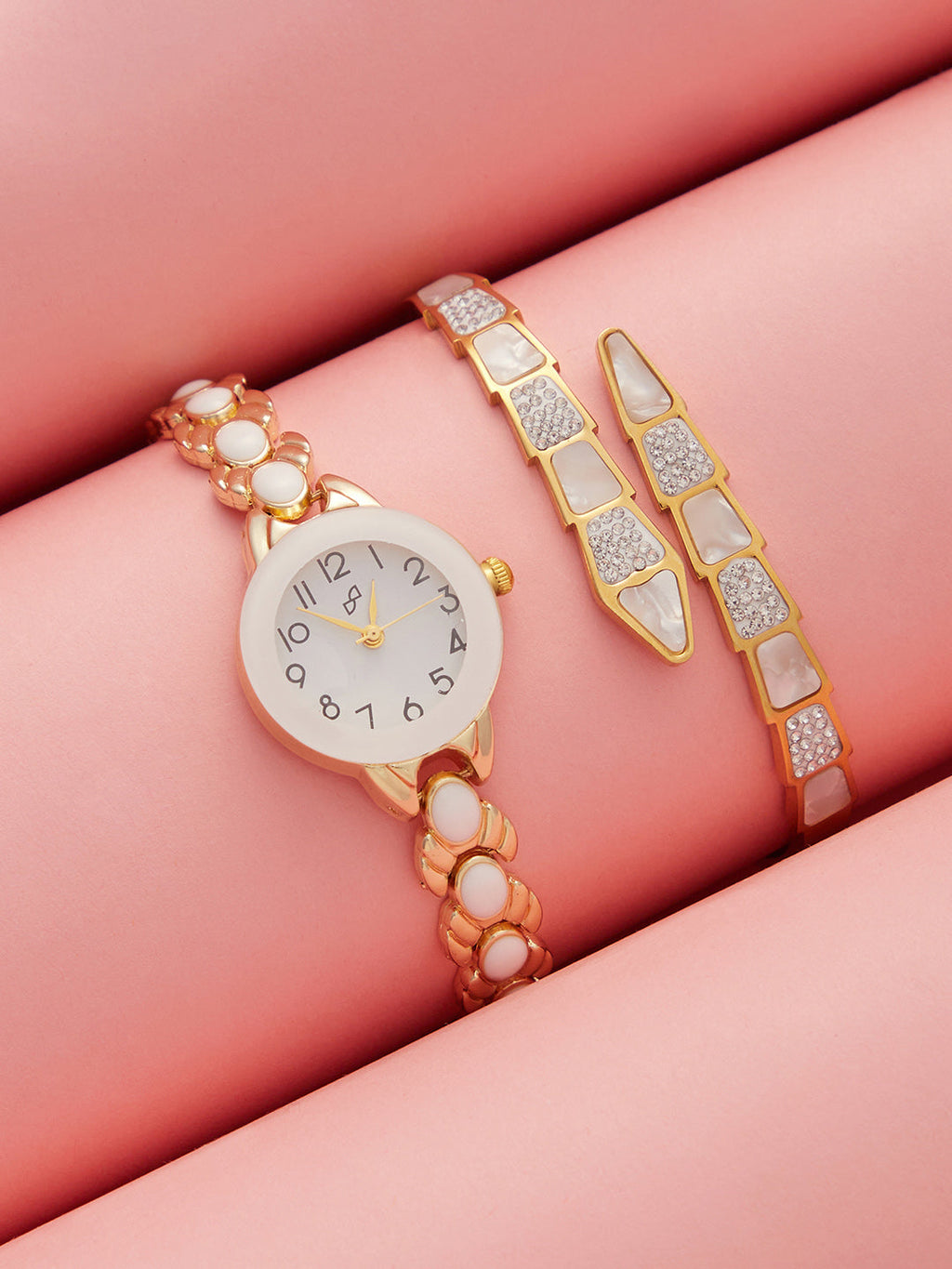 The-Enamel-Round-Watch-With-Bracelet-Combo