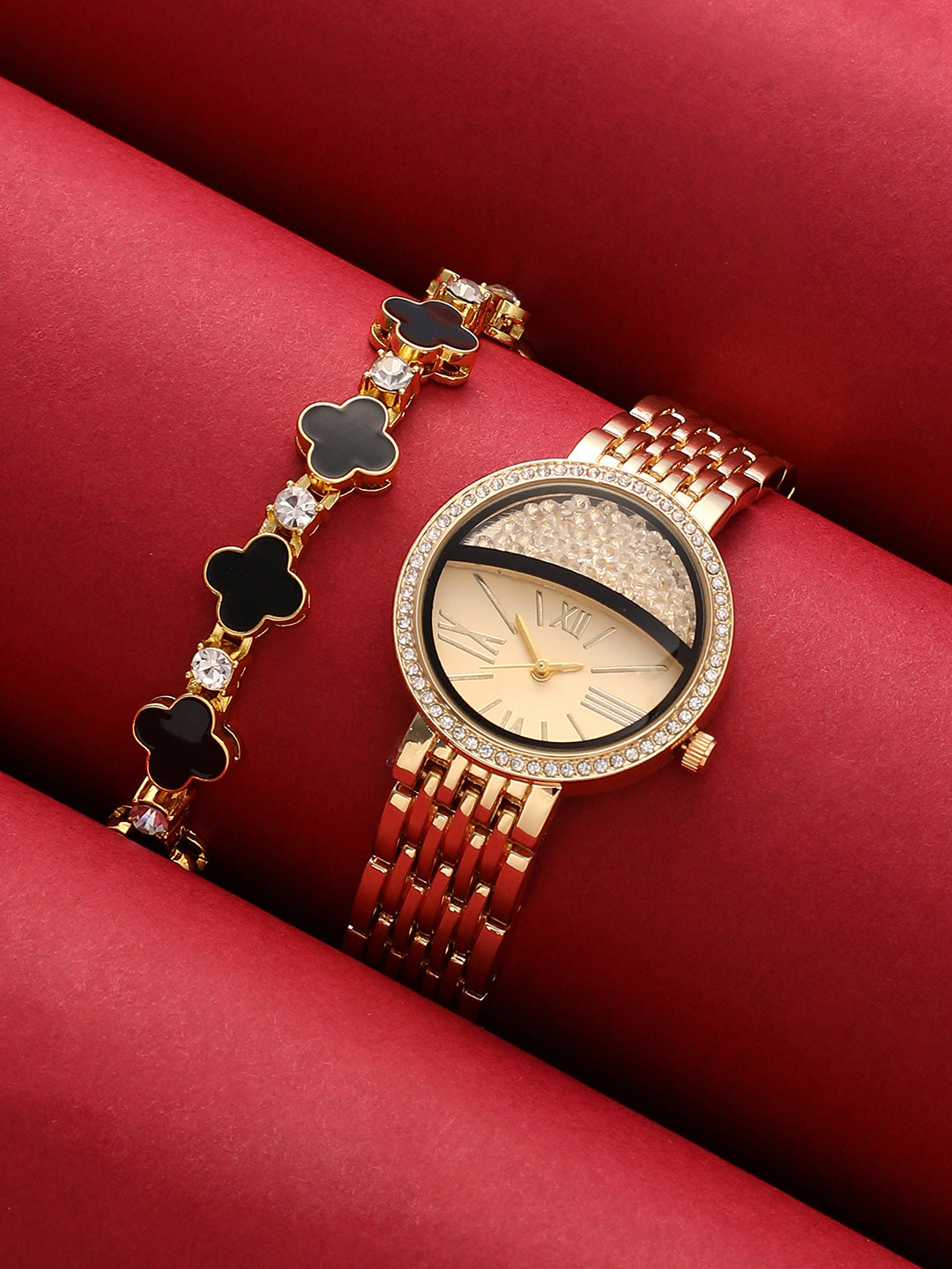 The-Horizon-Bijou-Round-Watch-With-Bracelet-Combo