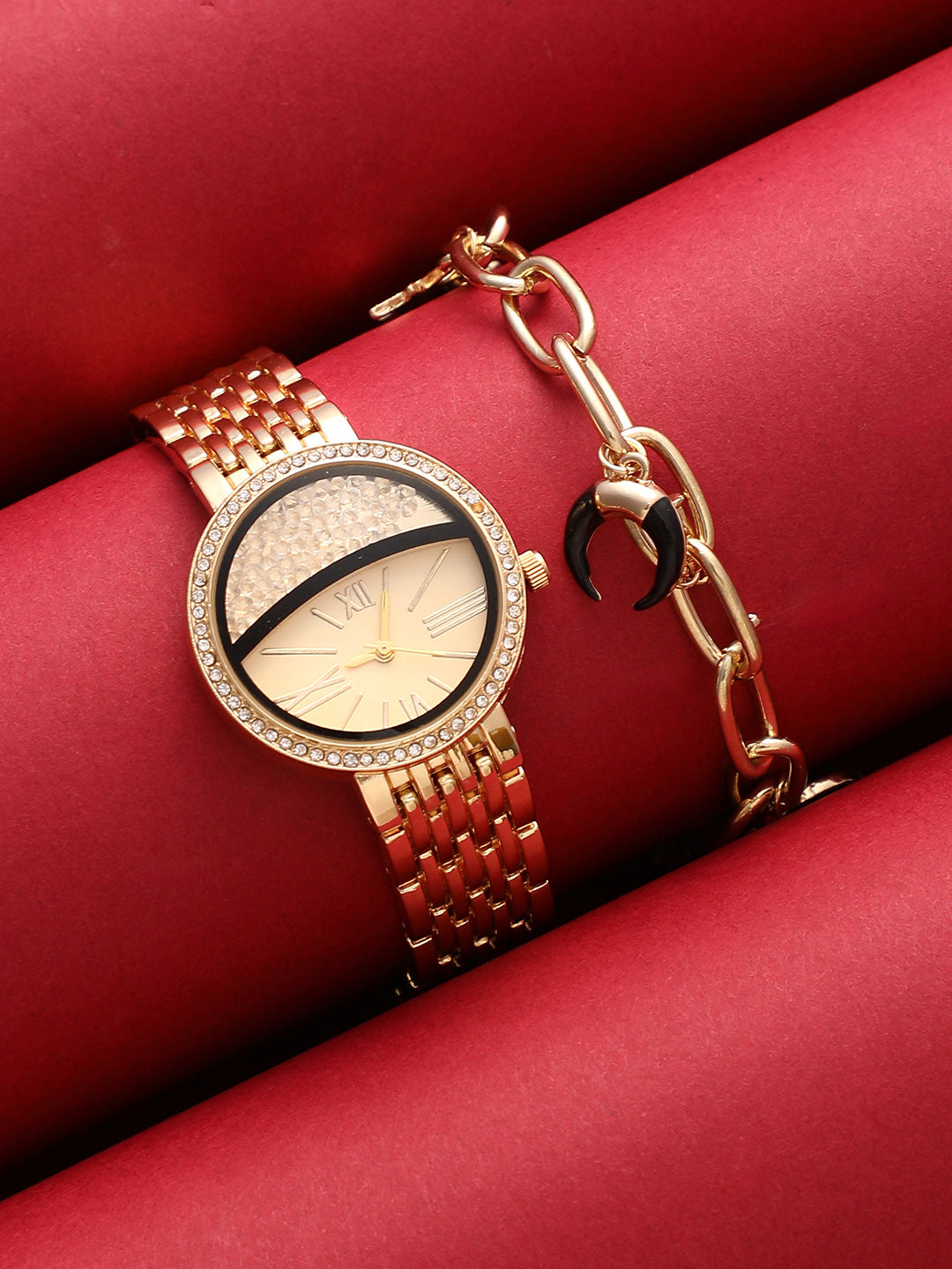 The-Horizon-Bijou-Round-Watch-With-Bracelet-Combo
