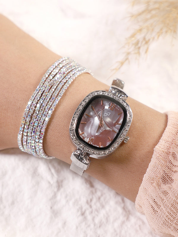 The-Textured-Square-Watch-With-Bracelet-Combo