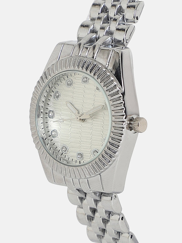 The-Ribbed-H-Link-Round-Watch-With-Bracelet-Combo