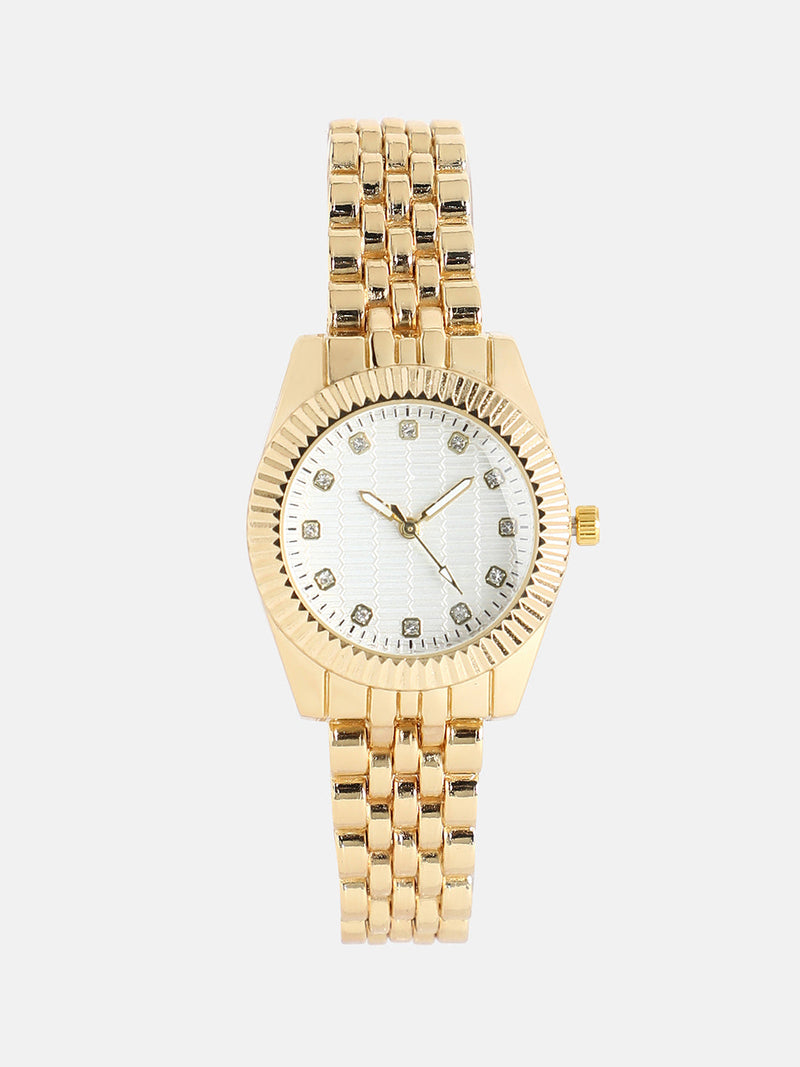 The-Ribbed-H-Link-Round-Watch-With-Bracelet-Combo