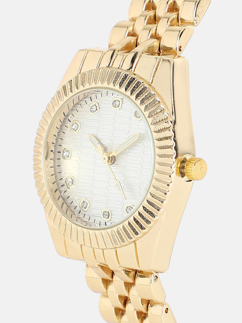The-Ribbed-H-Link-Round-Watch-With-Bracelet-Combo