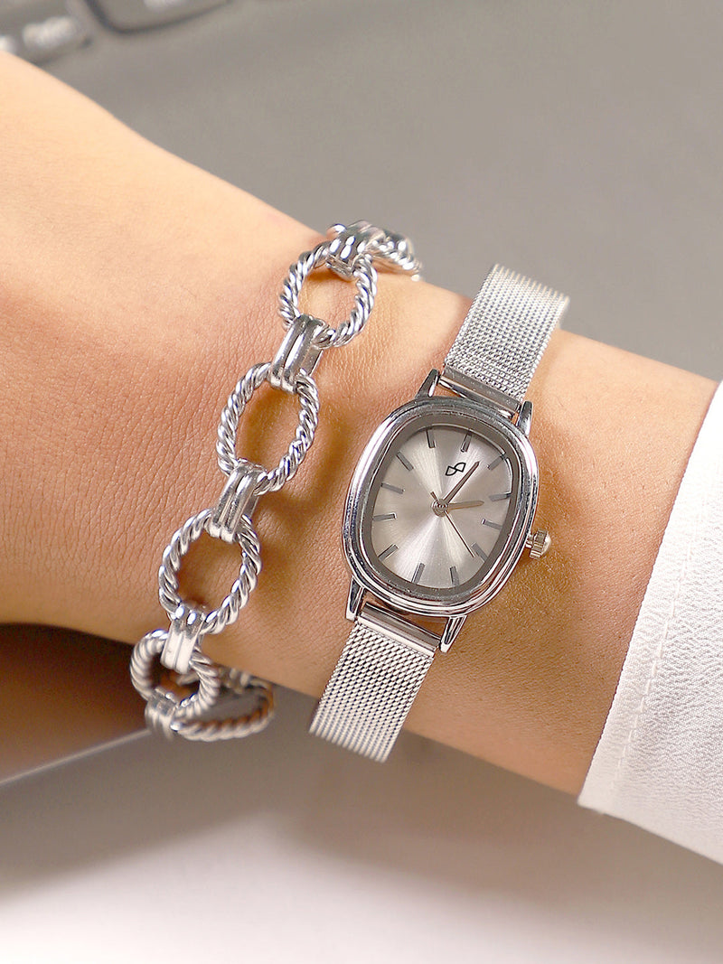 The-Cosmopolis-Mesh-Rectangular-Watch-With-Bracelet-Combo