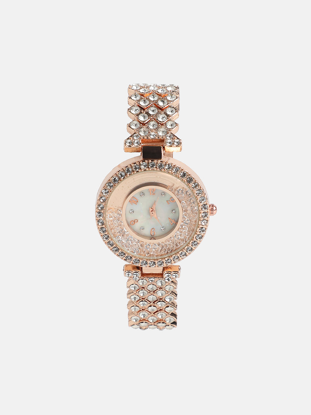 Women's Round Dial Watch With Chain Strap - Rose Gold
