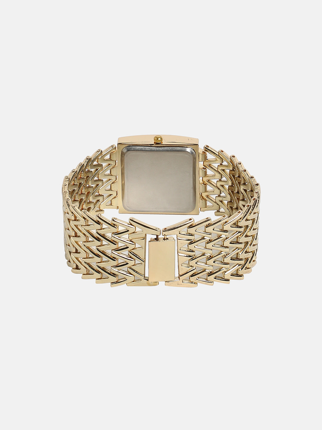 Women's Square Dial Watch With Chain Strap - Champayne Gold