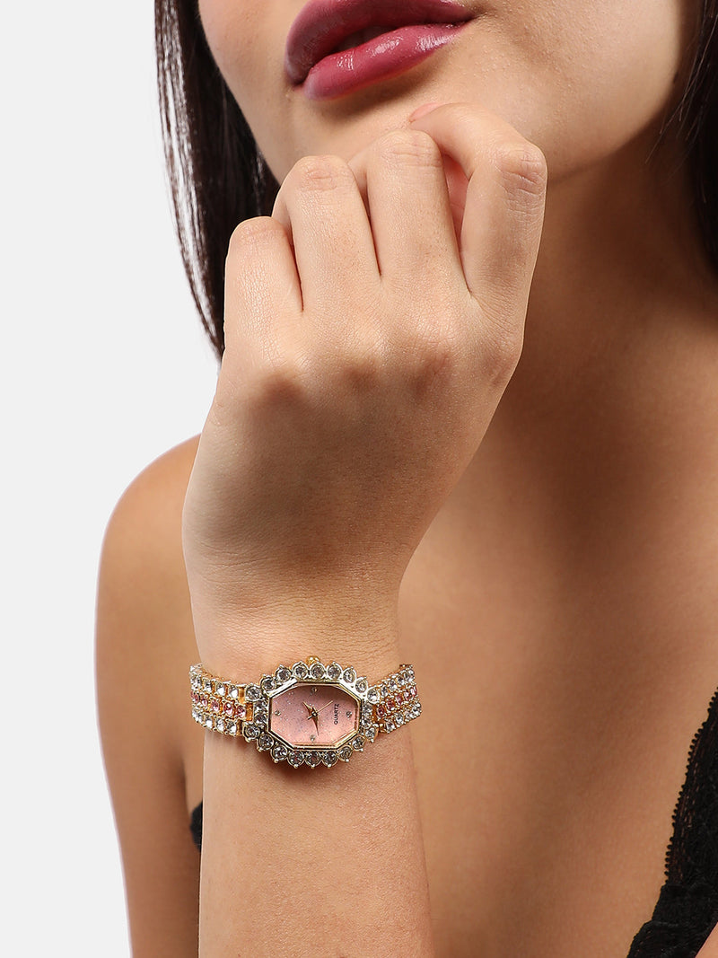 Women's Oval Dial Watch With Chain Strap - California Gold