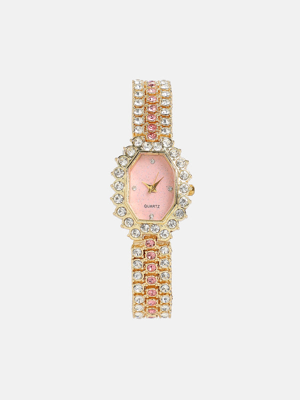 Women's Oval Dial Watch With Chain Strap - California Gold