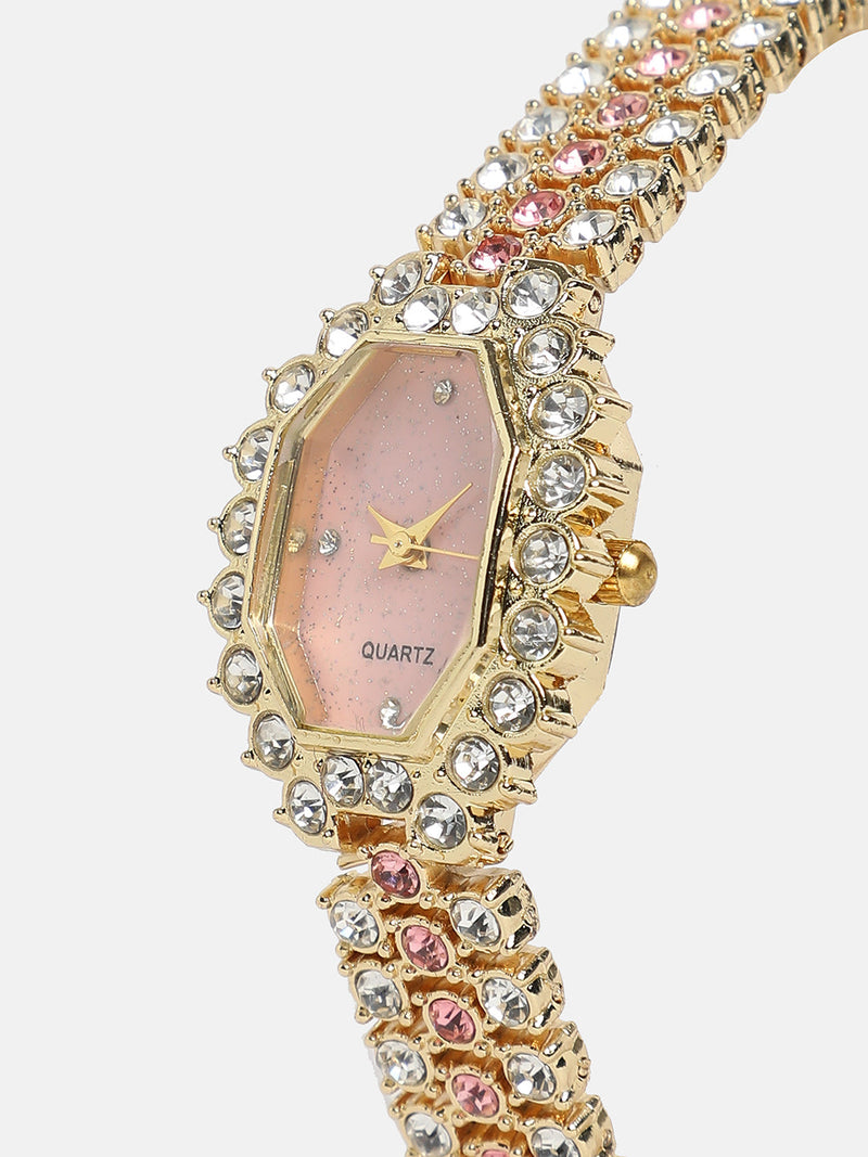 Women's Oval Dial Watch With Chain Strap - California Gold