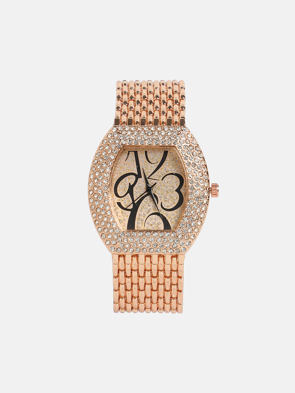 Women's Oblong Dial Watch With Chain Strap - Rose Gold