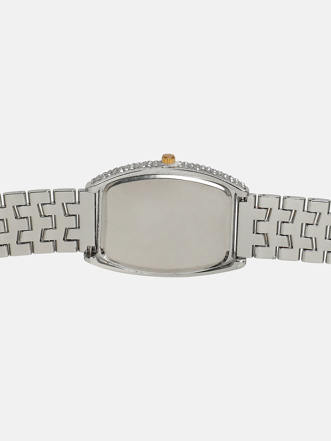 Women's Oblong Dial Watch With Chain Strap - Silver & Gold