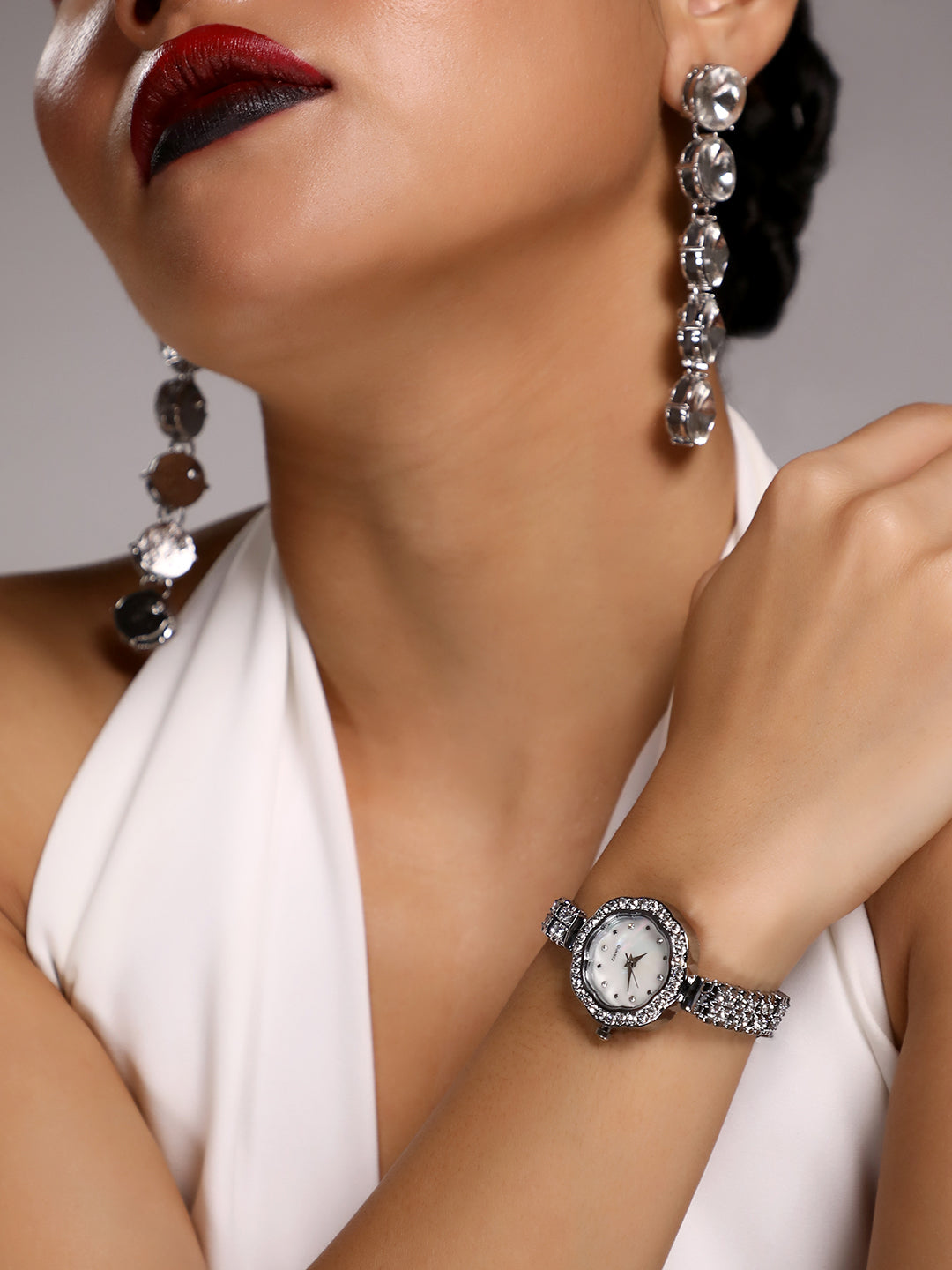 Embellished Swirl Round Watch