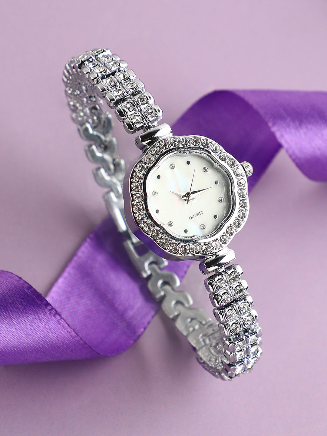 Embellished Swirl Round Watch