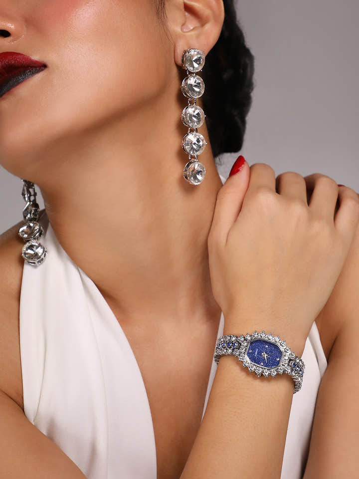 Embellished Block Oval Watch