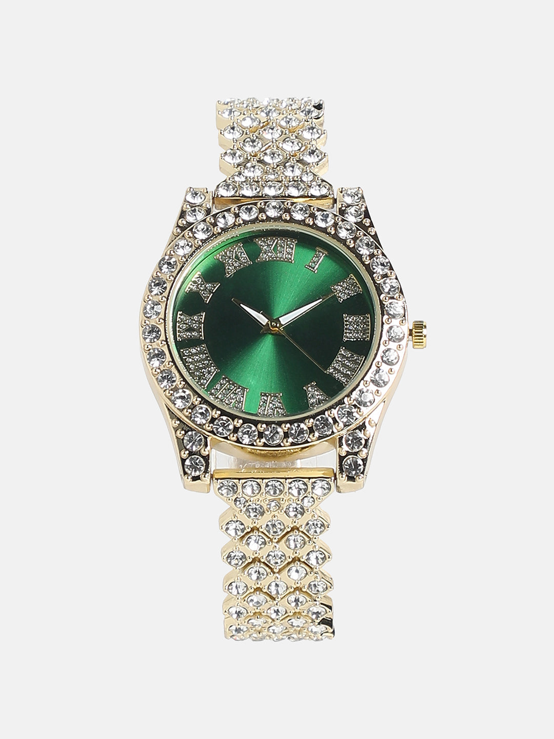 Embellished Contrast Round Watch