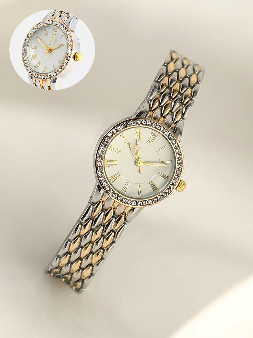 The Roman Venin Ivory White Round Watch for Women | Haute Sauce