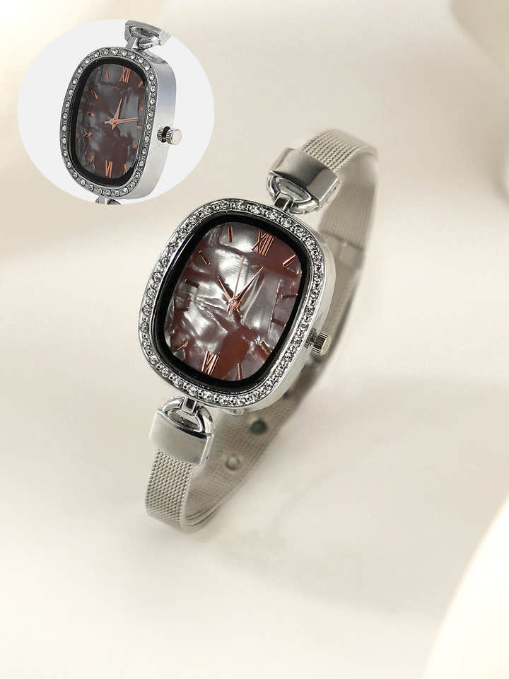 The Textured Square Watch - Charcoal Grey