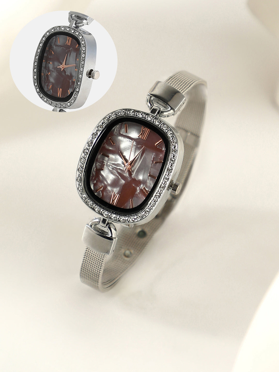 The Textured Square Watch - Charcoal Grey