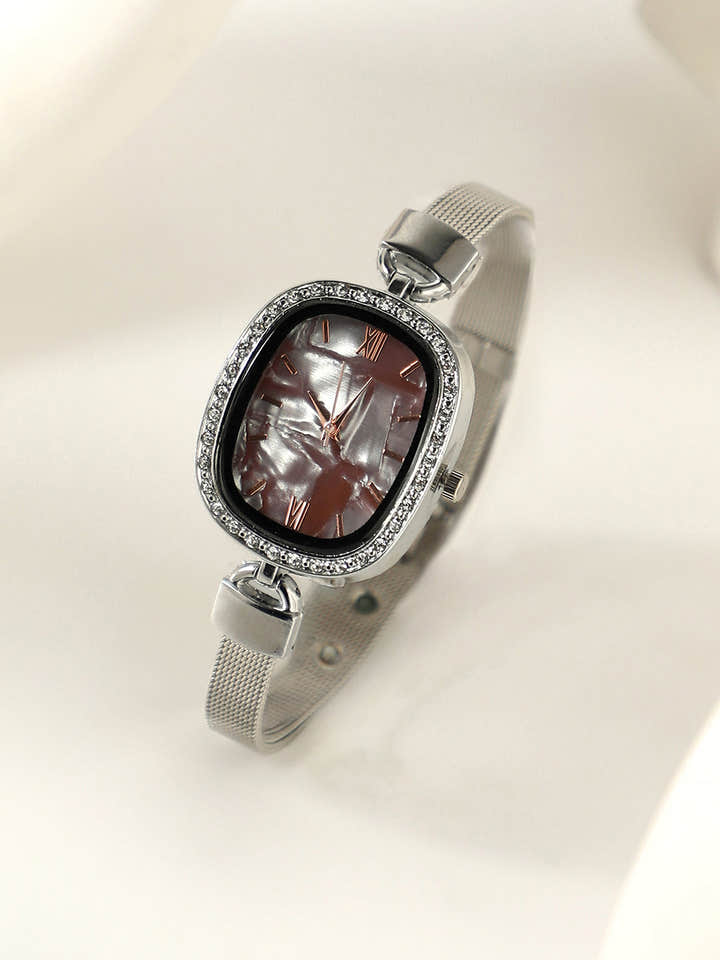 The Textured Square Watch - Charcoal Grey