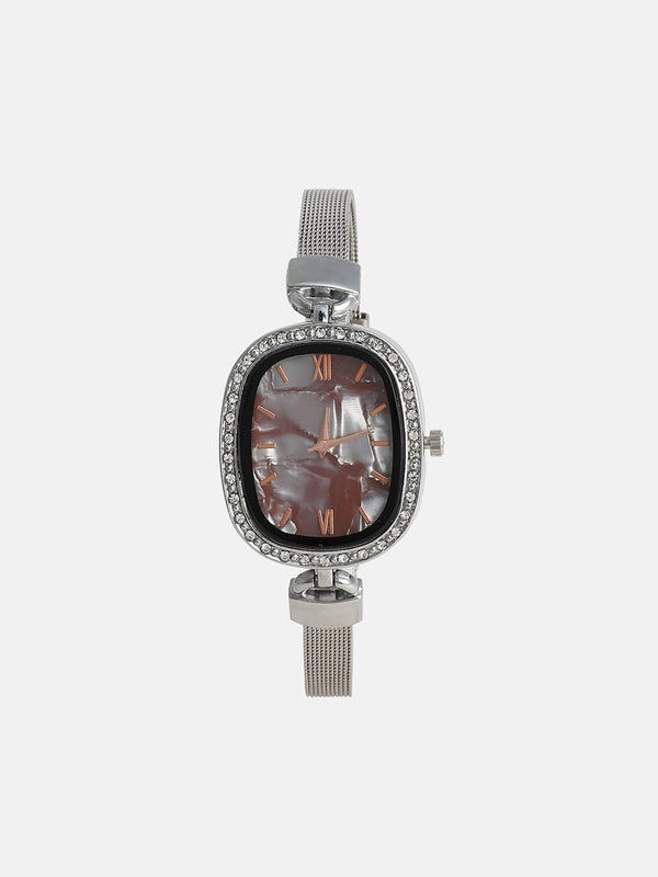 The Textured Square Watch - Charcoal Grey