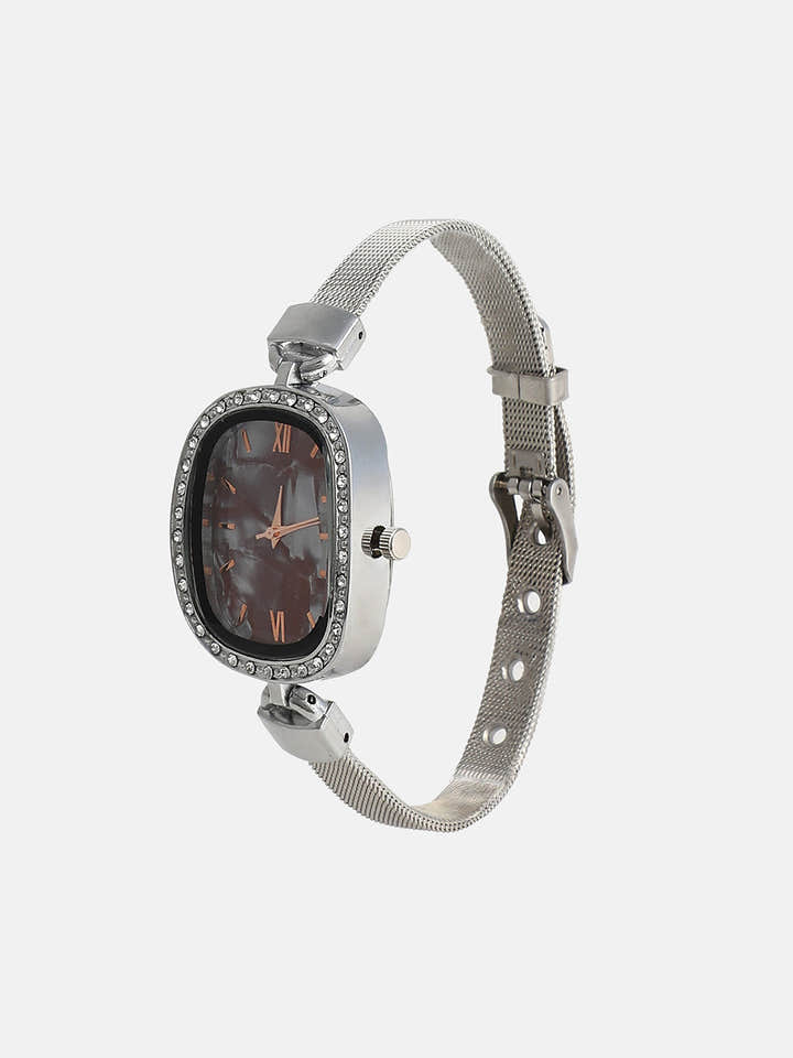 The Textured Square Watch - Charcoal Grey