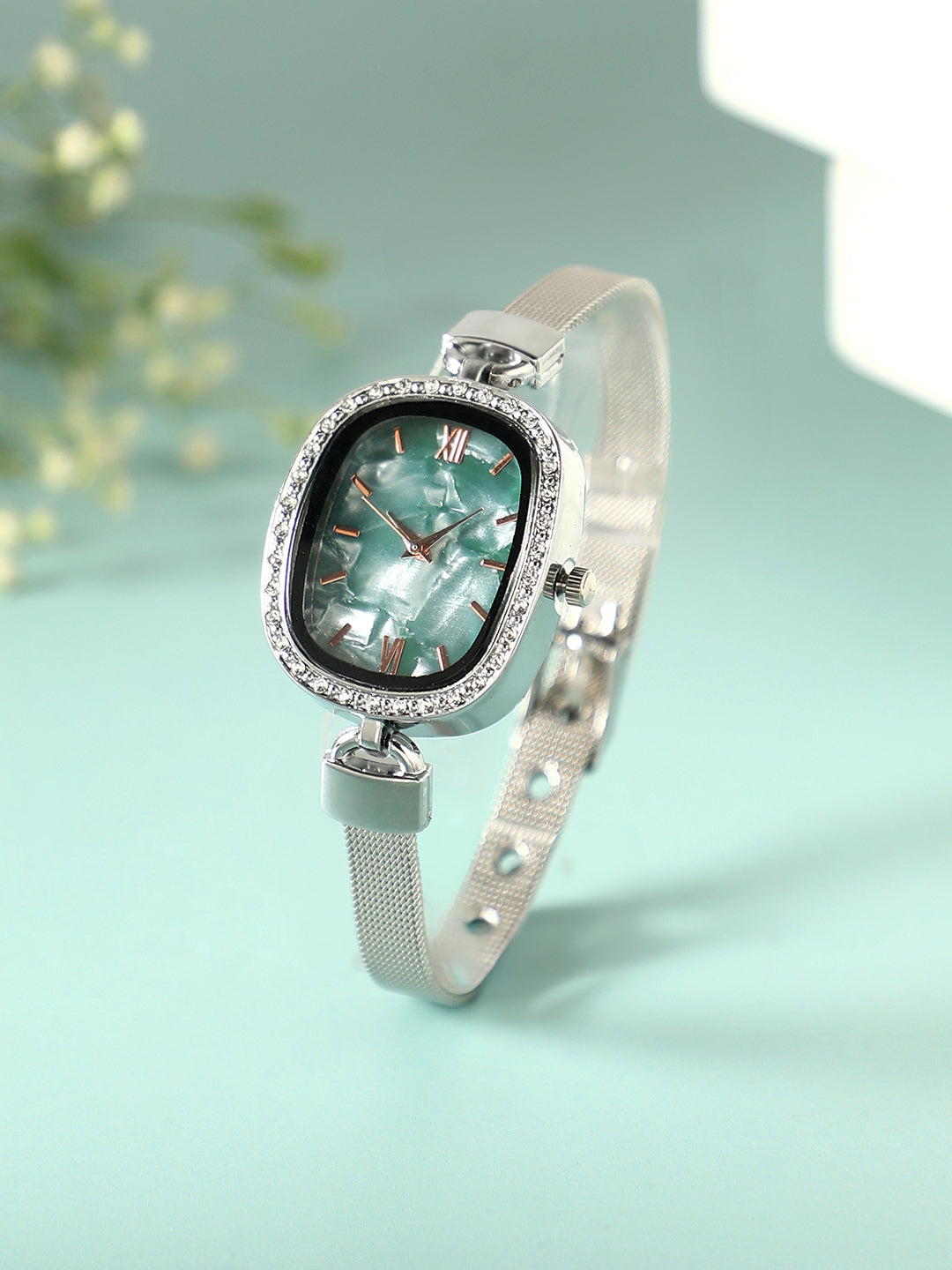 The Textured Square Watch - Emerald Green