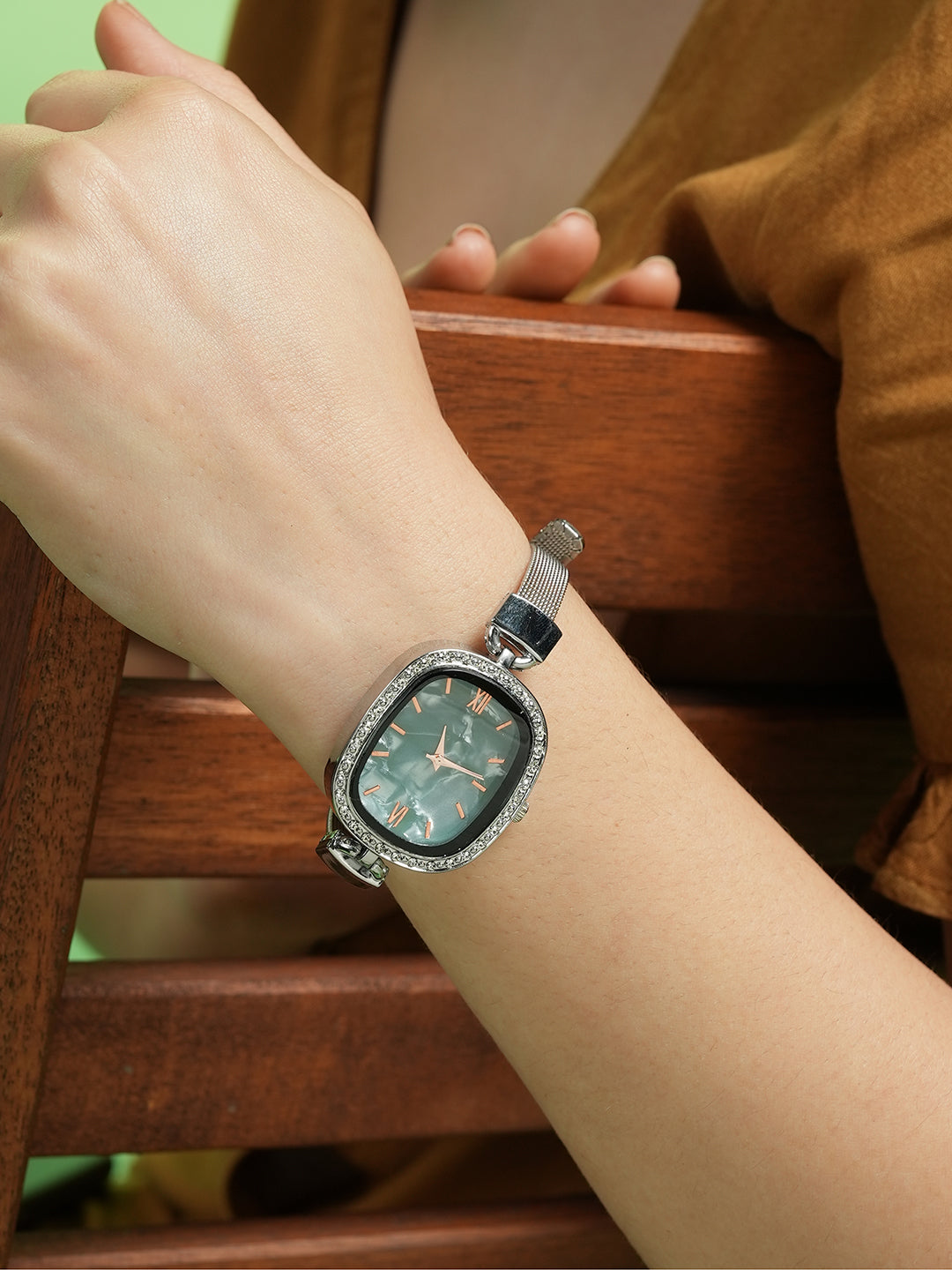 The Textured Square Watch - Emerald Green