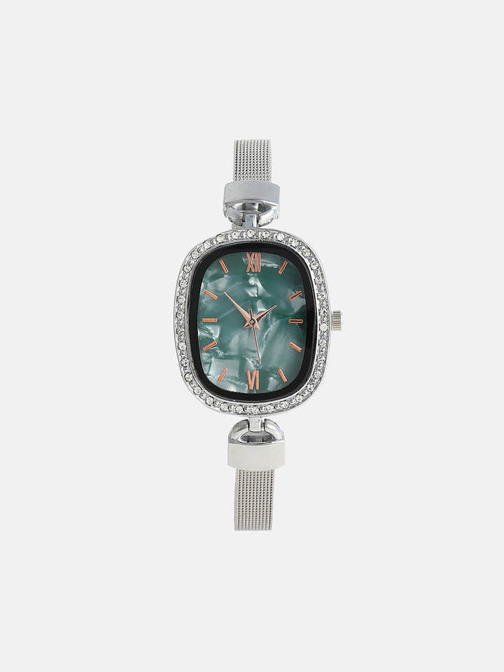 The Textured Square Watch - Emerald Green