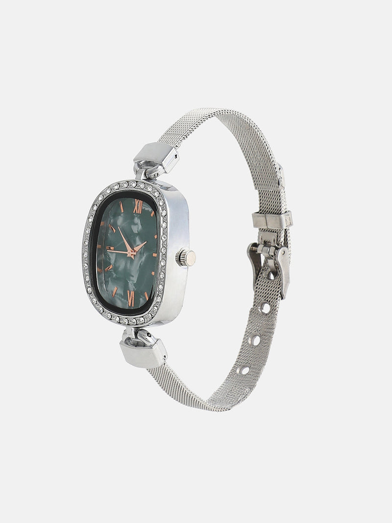 The Textured Square Watch - Emerald Green