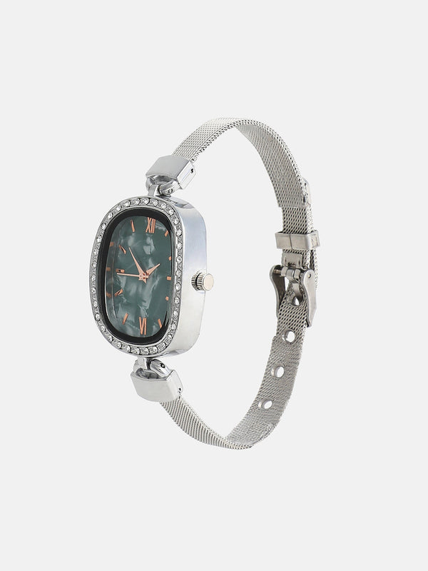 The Textured Square Watch - Emerald Green