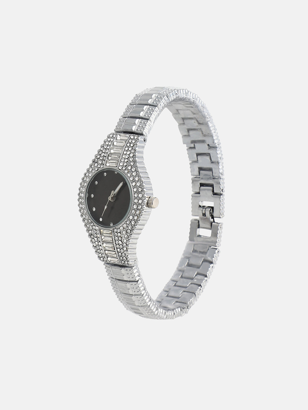 The Embellished Round Watch - Onyx Black