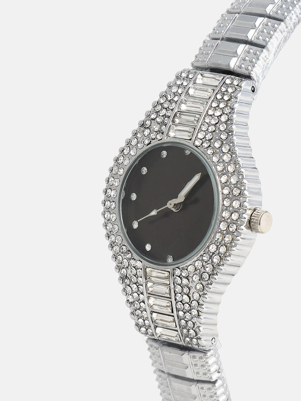 The Embellished Round Watch - Onyx Black
