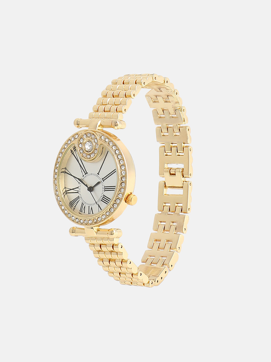 The Opulent Roman Round Watch - California Gold