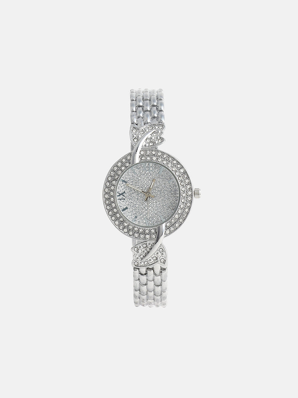 The Foliage Round Watch - Metallic Silver