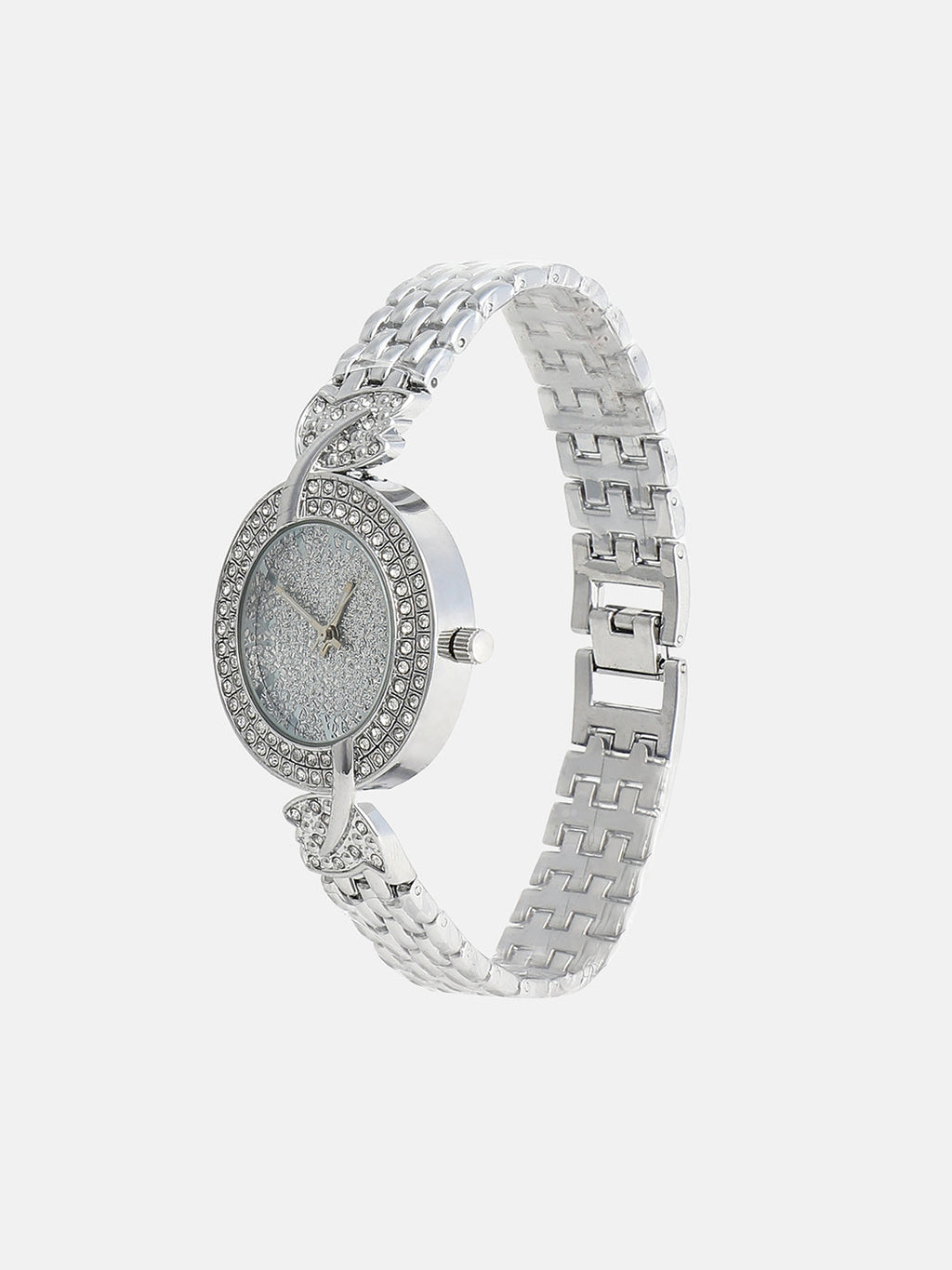 The Foliage Round Watch - Metallic Silver